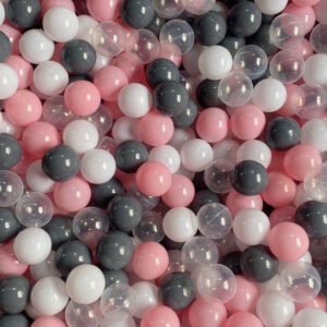 Plastic Ball Pit Balls for Kids – Dark Gray, Transparent, White & Macaron Pink, 2.15 and 2.75 Inches Ocean Balls, BPA-Free, Safe Play Balls for Toddlers & Babies