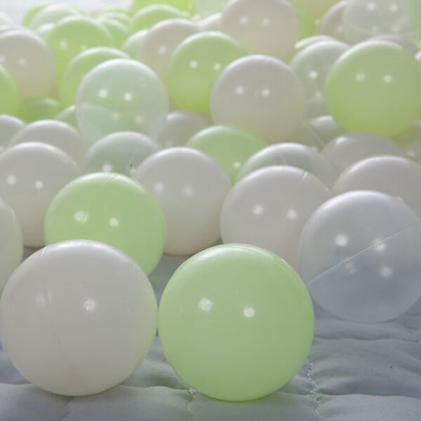 Pastel Ball Pit Balls for Kids – Transparent, White, and Apple Green Macaron Colors, 2.15 and 2.75 Inches, BPA-Free Plastic Ocean Balls - Image 2