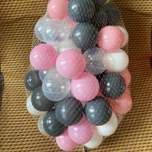 Plastic Ball Pit Balls for Kids – Dark Gray, Transparent, White & Macaron Pink, 2.15 and 2.75 Inches Ocean Balls, BPA-Free, Safe Play Balls for Toddlers & Babies - Image 2
