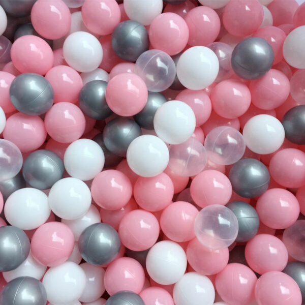 Silver Gray, Macaron Pink, Clear & White Plastic Ball Pit Balls for Kids – 2.15/2.75 inch Ocean Balls, BPA-Free, Soft Play Balls for Toddlers & Babies