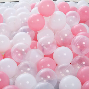 Macaron Ball Pit Balls for Kids - 2.15/2.75 Inch Plastic Ocean Balls in White, Clear, and Pink - Soft, Crush-Proof, BPA-Free