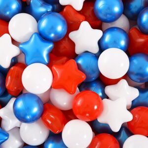 Captain America Color Star Ball Pit Balls – 54/108pcs Red Blue White Plastic Balls for Kids, Ideal Gift for Toddlers’ Ball Pits, Pools, and Party Decor