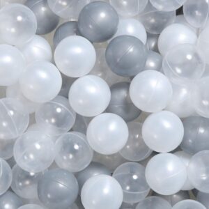 Мячи для бассейна Pastel Ball Pit Balls для детей – жемчужно-белый и серый цвета, 2,15 и 2,75 дюйма, пластиковые шарики Ocean Balls без содержания бисфенола А