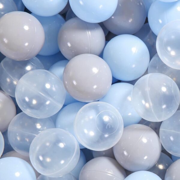 Pastel Light Blue&Grey&Clear Ball Pit Balls for Kids – yellow and orange Colors, 2.15 and 2.75 Inches, BPA-Free Plastic Ocean Balls — изображение 2