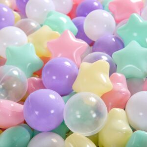 Sweet Color Star Ball Pit Balls – 60/160pcs two shaped Plastic Balls for Kids, Ideal Gift for Toddlers’ Ball Pits, Pools, and Party Decor