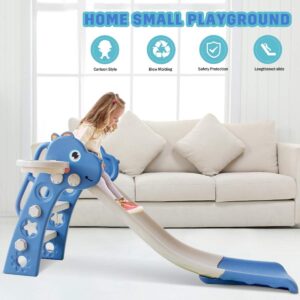 3-in-1 Slide for Children,2025 NEW Freestanding Outdoor/Indoor Garden with Basketball Hoop Toys, Foldable Easy to Assemble Slide Playground for Children