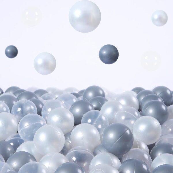 Pastel Ball Pit Balls for Kids – Pearl white and grey Colors, 2.15 and 2.75 Inches, BPA-Free Plastic Ocean Balls — изображение 3