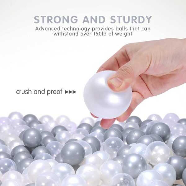Pastel Ball Pit Balls for Kids – Pearl white and grey Colors, 2.15 and 2.75 Inches, BPA-Free Plastic Ocean Balls — изображение 5