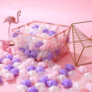 200 pcs Star Ball Pool Pit Balls - Soft Pearly Plastic Balls for ball pit, Kids Toddlers Baby Play Tent Playpen Playhouse(Pearl White/Pink/purple/Transparent)