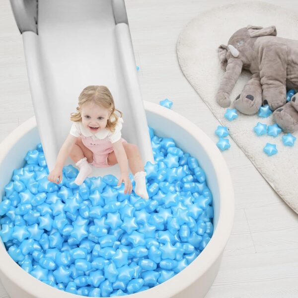 130 pcs Star Ball Pool Pit Balls - Soft Plastic Balls for ball pit, Kids Toddlers Baby Play Tent Playpen Playhouse(pearl light blue) - Image 5