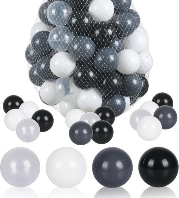 Pastel Ball Pit Balls for Kids – Black Colors, 2.15 and 2.75 Inches, BPA-Free Plastic Ocean Balls — изображение 4