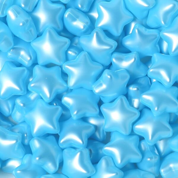 130 pcs Star Ball Pool Pit Balls - Soft Plastic Balls for ball pit, Kids Toddlers Baby Play Tent Playpen Playhouse(pearl light blue) - Image 2