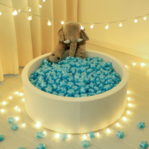 130 pcs Star Ball Pool Pit Balls - Soft Plastic Balls for ball pit, Kids Toddlers Baby Play Tent Playpen Playhouse(pearl light blue) - Image 3