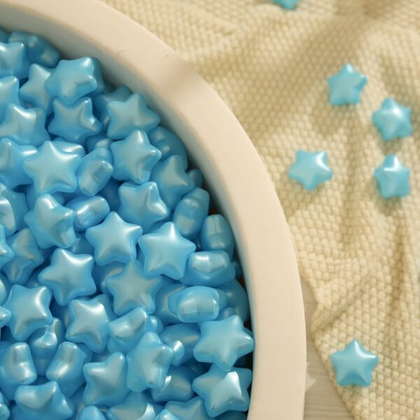 130 pcs Star Ball Pool Pit Balls - Soft Plastic Balls for ball pit, Kids Toddlers Baby Play Tent Playpen Playhouse(pearl light blue) - Image 4