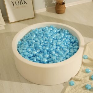 130 pcs Star Ball Pool Pit Balls - Soft Plastic Balls for ball pit, Kids Toddlers Baby Play Tent Playpen Playhouse(pearl light blue)