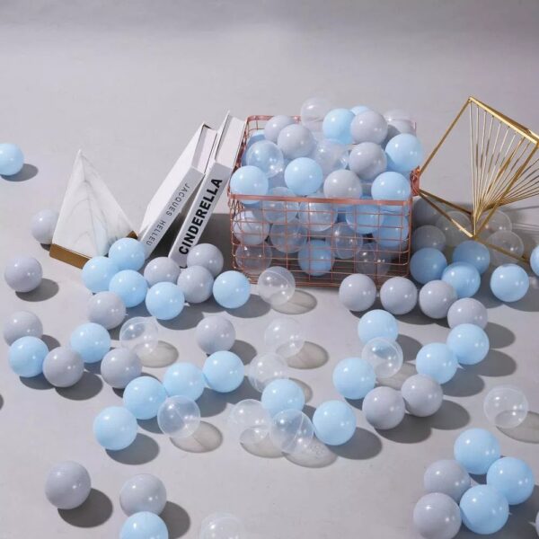 Pastel Light Blue&Grey&Clear Ball Pit Balls for Kids – yellow and orange Colors, 2.15 and 2.75 Inches, BPA-Free Plastic Ocean Balls — изображение 3