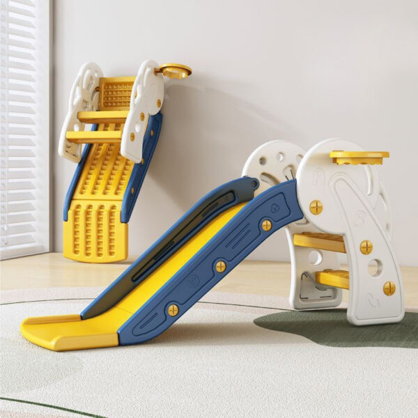 JRFOO Toddler Slide, 3 in 1 Foldable Indoor Outdoor Baby Slide with Basketball Hoop and Ball, Freestanding Plastic Slide for Toddlers Age 1-5, Portable Kids Playground Slide for Boys and Girls, Easy to Assemble - Image 4